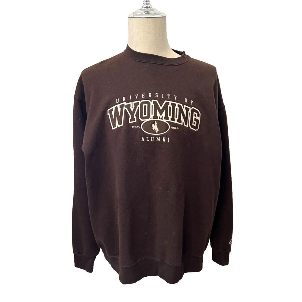 Champion University Wyoming Alumni Cowboys Sweatshirt Brown Crew Neck Adult XL